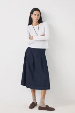 eseOese FALDA MIDI DENIM PHOENIX